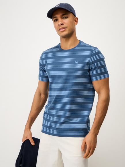 Crew Clothing Cotton Four Stripe T-Shirt, Teal Blue, Teal Blue