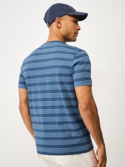 Crew Clothing Cotton Four Stripe T-Shirt, Teal Blue - view 2, Teal Blue