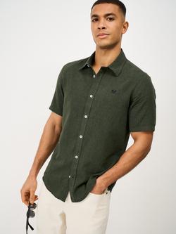 Crew Clothing Regular Fit Linen Blend Shirt, Olive Green