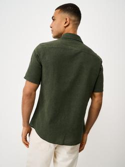 Crew Clothing Regular Fit Linen Blend Shirt - view 2, Olive Green