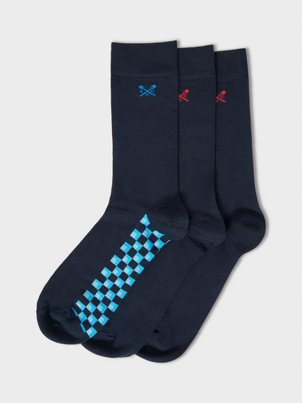 Crew Clothing Bamboo Blend Socks, Pack of 3, Navy Blue, Navy Blue