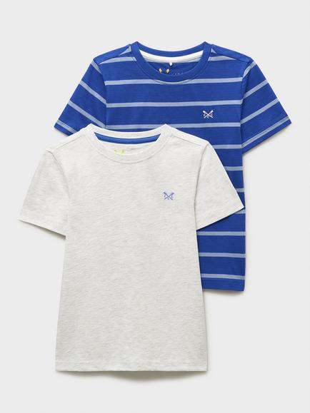 Crew Clothing Kids' Classic T-Shirts, Pack of 2, Light Grey, Light Grey