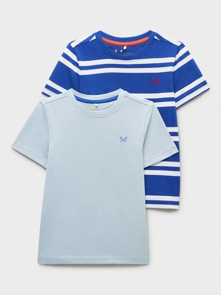 Crew Clothing Kids' Classic T-Shirts, Pack of 2, Mid Blue, Mid Blue