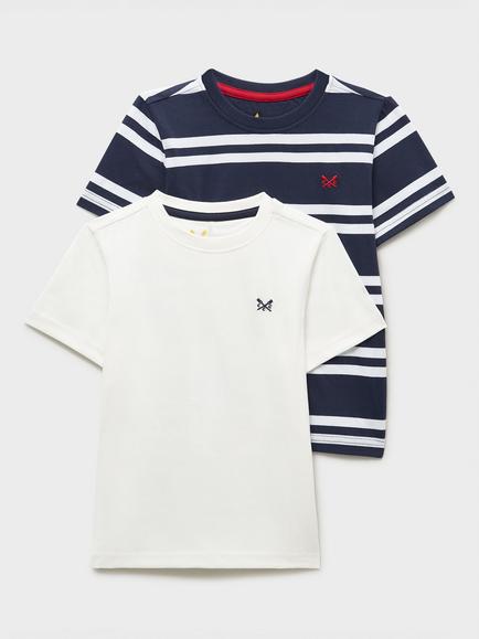 Crew Clothing Kids' Classic T-Shirts, Pack of 2, Navy Blue, Navy Blue