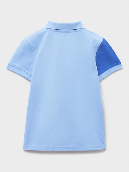 Crew Clothing Kids' Cotton Pique Slash Polo Shirt, Multi Blue - view 2, Multi Blue