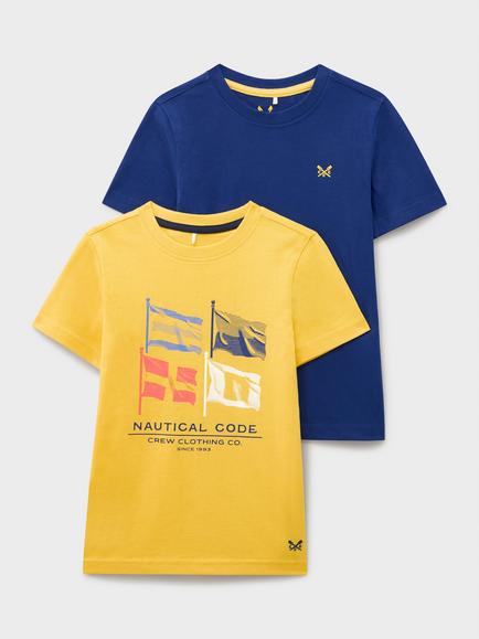 Crew Clothing Kids' Pure Cotton Short Sleeve T-Shirt, Pack of 2, Multi, Multi