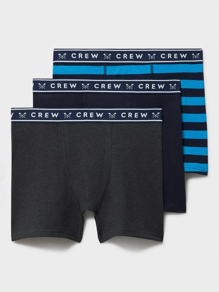 Crew Clothing Striped Jersey Boxer Shorts, Pack of 3, Multi, Multi