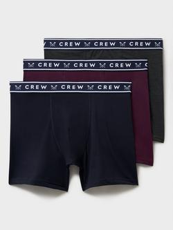 Crew Clothing Classic Boxer Shorts, Pack of 3, Burgundy/Grey/Navy, Burgundy/Grey/Navy