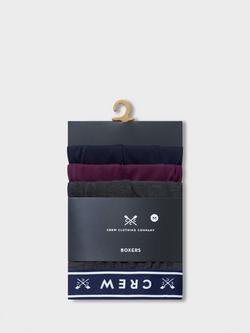 Crew Clothing Classic Boxer Shorts, Pack of 3, Burgundy/Grey/Navy - view 2, Burgundy/Grey/Navy