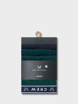 Crew Clothing Striped/Plain Boxer Briefs, Pack of 3, Bottle Green/Navy - view 2, Bottle Green/Navy