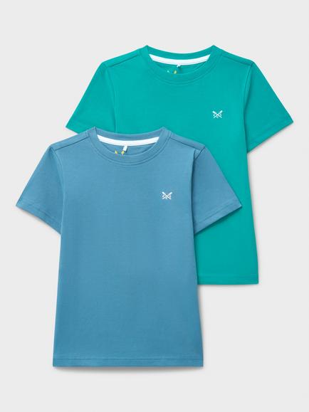 Crew Clothing Kids' Classic T-Shirts, Pack of 2, Emerald Green