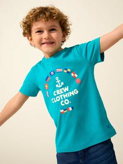 Crew Clothing Kids' Print and Plain T-Shirt, Pack of 2, Turquoise Blue, Turquoise Blue