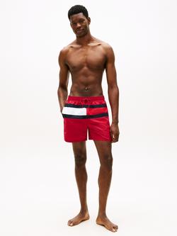 Tommy Hilfiger Colour Block Medium Length Swim Shorts, Pink Raspberry - view 2, Pink Raspberry