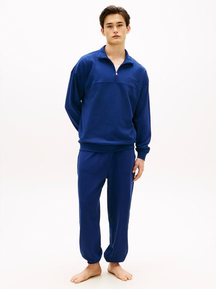 Tommy Hilfiger Cotton Rich Half Zip Lounge Jumper, Blue Navy - view 2, Blue Navy