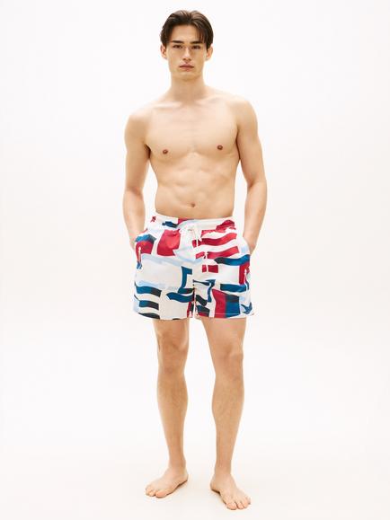 Tommy Hilfiger All Over Print Medium Length Swim Shorts, Natural Ivory - view 2, Natural Ivory