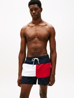 Tommy Hilfiger Colour Block Medium Length Swim Shorts, Blue Navy, Blue Navy