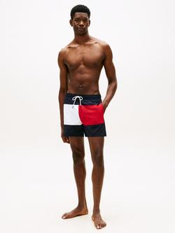 Tommy Hilfiger Colour Block Medium Length Swim Shorts, Blue Navy - view 2, Blue Navy