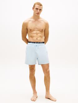 Tommy Hilfiger Double Waistband Medium Length Swim Shorts, Blue Light - view 2, Blue Light