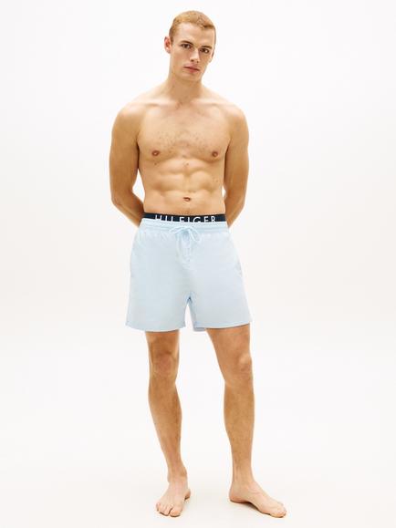Tommy Hilfiger Double Waistband Medium Length Swim Shorts, Blue Light - view 2, Blue Light