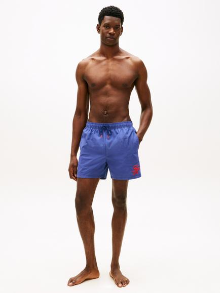 Tommy Hilfiger Medium Length Drawstring Swim Shorts, Blue - view 2, Blue Navy