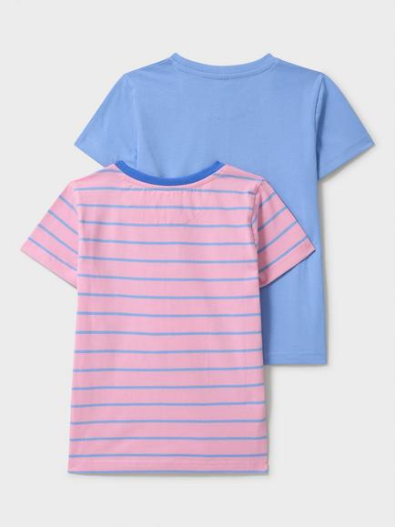 Crew Clothing Kids' Short Sleeve Crew Neck T-Shirt, Pack of 2, Pastel Pink/Blue - view 2, Pastel Pink/Blue