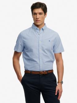 Superdry Preppy Oxford Short Sleeve Shirt, Sky Blue Stripe, Sky Blue Stripe