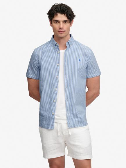 Superdry Preppy Oxford Short Sleeve Shirt, Sky Blue Stripe, Sky Blue Stripe