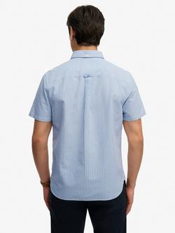 Superdry Preppy Oxford Short Sleeve Shirt, Sky Blue Stripe - view 2, Sky Blue Stripe