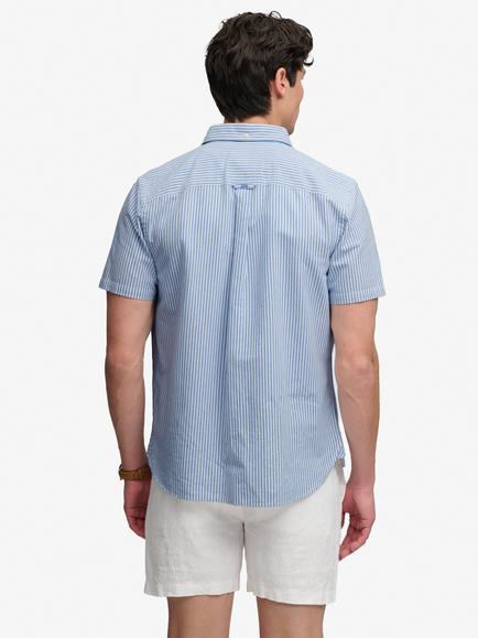 Superdry Preppy Oxford Short Sleeve Shirt, Sky Blue Stripe - view 2, Sky Blue Stripe