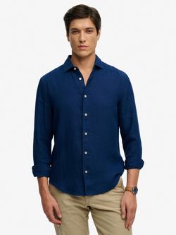 Superdry Riviera Linen Shirt, French Blue