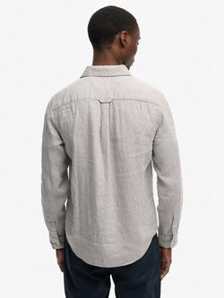 Superdry Riviera Linen Shirt - view 2, Ash Grey Chambray