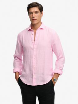 Superdry Riviera Linen Shirt, City Pink