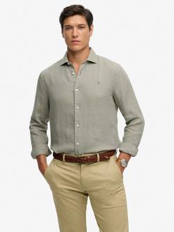 Superdry Riviera Linen Shirt, Bay Green