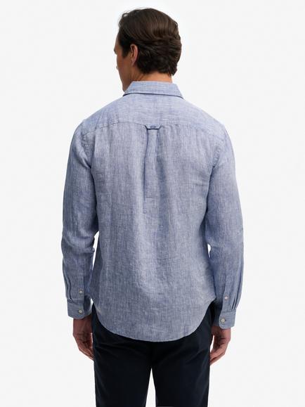 Superdry Riviera Linen Shirt - view 2, French Blue Chambray