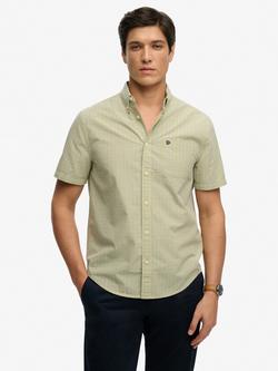 Superdry Preppy Poplin Short Sleeve Shirt, Hampton Yellow Check, Hampton Yellow Check