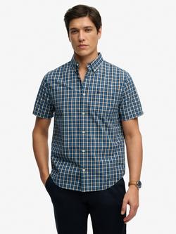 Superdry Preppy Poplin Short Sleeve Shirt, Quays Navy, Quays Navy