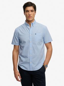 Superdry Preppy Poplin Short Sleeve Shirt, Blue, Blue
