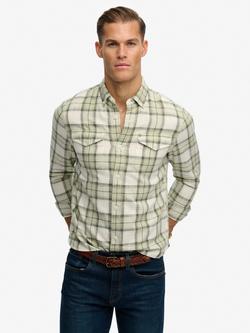 Superdry The Merchant Store Lite Check Shirt, Cedar Check Sage, Cedar Check Sage