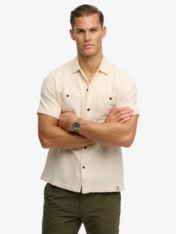 Superdry The Merchant Store Textured Short Sleeve Shirt, Oatmeal Beige