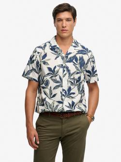 Superdry Cabana Poolside Short Sleeve Shirt, Ecru/Multi, Ecru/Multi