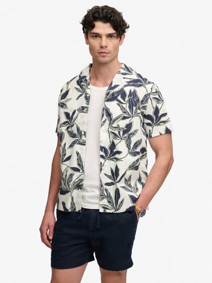 Superdry Cabana Poolside Short Sleeve Shirt, Ecru/Multi, Ecru/Multi