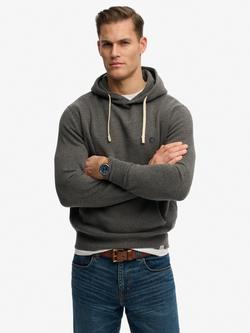 Superdry Monogram Embroidered Hoodie, Light Charcoal Marl, Light Charcoal Marl