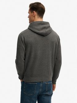 Superdry Monogram Embroidered Hoodie, Light Charcoal Marl - view 2, Light Charcoal Marl