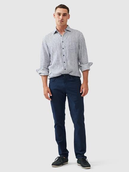 Gunn Fabric Straight Fit Long Leg Jeans, Navy - view 2, Navy
