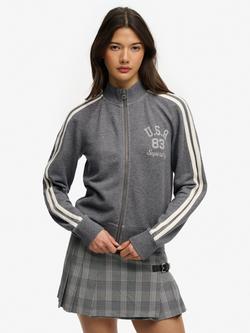 Superdry Athletic Essentials Zip Through Track Top, Charcoal White Marl, Charcoal White Marl