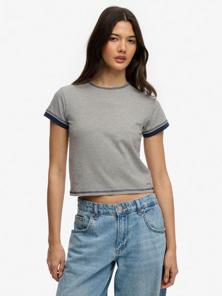Superdry Athletic Essentials Layered Top, Grey Marl, Grey Marl