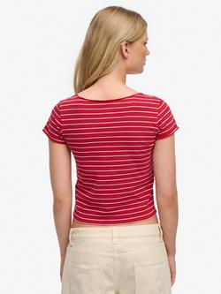Superdry Athletic Essentials Gathered Pattern Top - view 2, Red