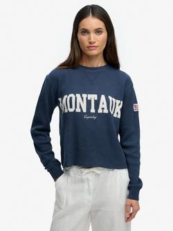 Superdry Athletic Essential Graphic Long Sleeve Top, Lauren Navy, Lauren Navy