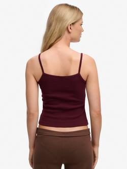 Superdry Athletic Essentials Graphic Print Cami Top, Port Red - view 2, Port Red