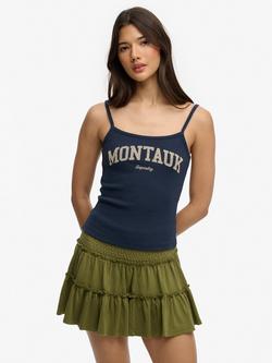 Superdry Athletic Essentials Graphic Print Cami Top, Lauren Navy, Lauren Navy